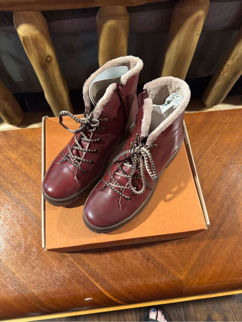 Miz Mooz Burgundy Lug-Sole Ankle Boots